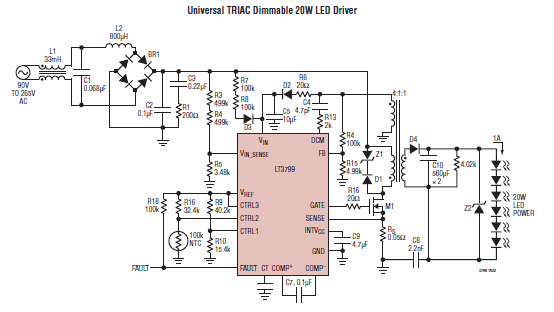 LT3799 - vytvořte si zdroj pro LED s aktivní korekcí účiníku